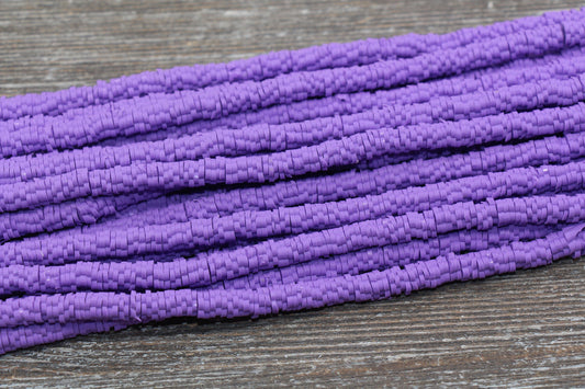 6mm Purple Flower Shape Heishi Beads, Purple Polymer Clay Disc Beads, African Disc Beads, Vinyl Heishi, 16 inch Strand #291