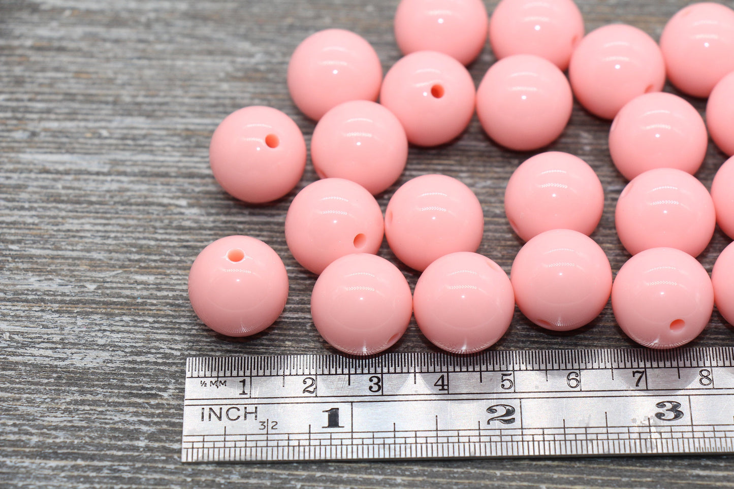 16mm Light Orange Gumball Beads, Round Acrylic Loose Beads, Solid Bubblegum Beads, Chunky Beads, Smooth Round Plastic Beads #1684