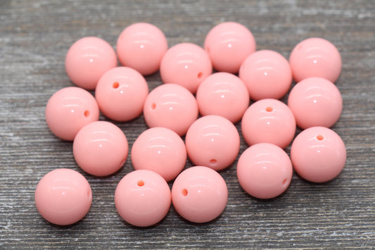 18mm Light Orange Gumball Beads, Round Acrylic Loose Beads, Solid Bubblegum Beads, Chunky Beads, Smooth Round Plastic Beads #1685