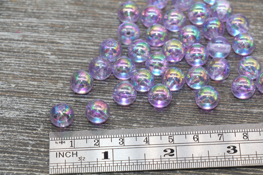 10mm Light purple AB Round Beads, Iridescent Acrylic Gumball Beads, Transparent Round Spacer Beads, Bubblegum Beads, Plastic Round Bead #212