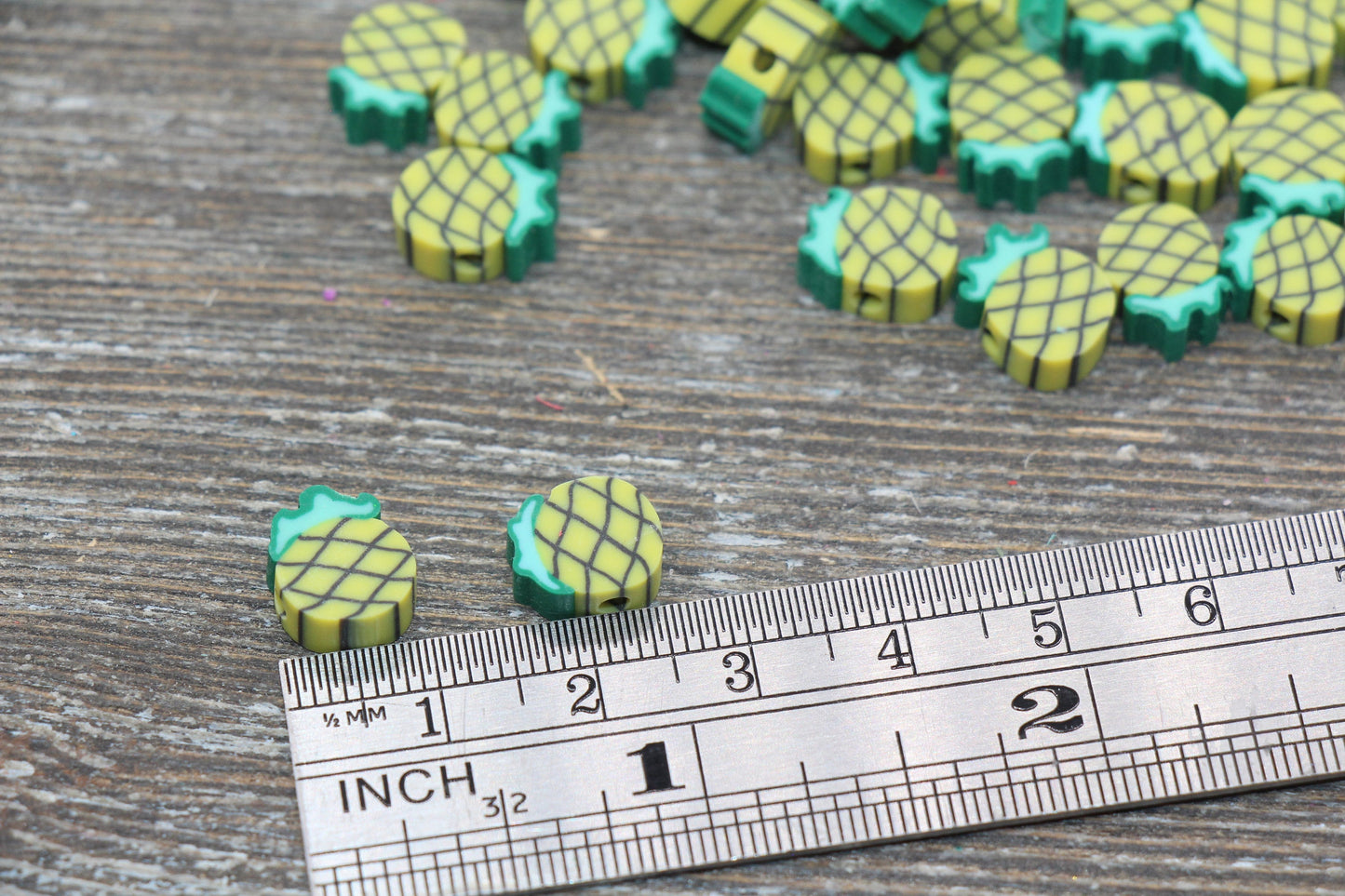 Pineapple Polymer Clay Beads, Fruit Cane Beads, Pineapple Fruit Clay Beads, Jewelry Beads, Bracelet Beads, Loose Polymer Clay Beads #14