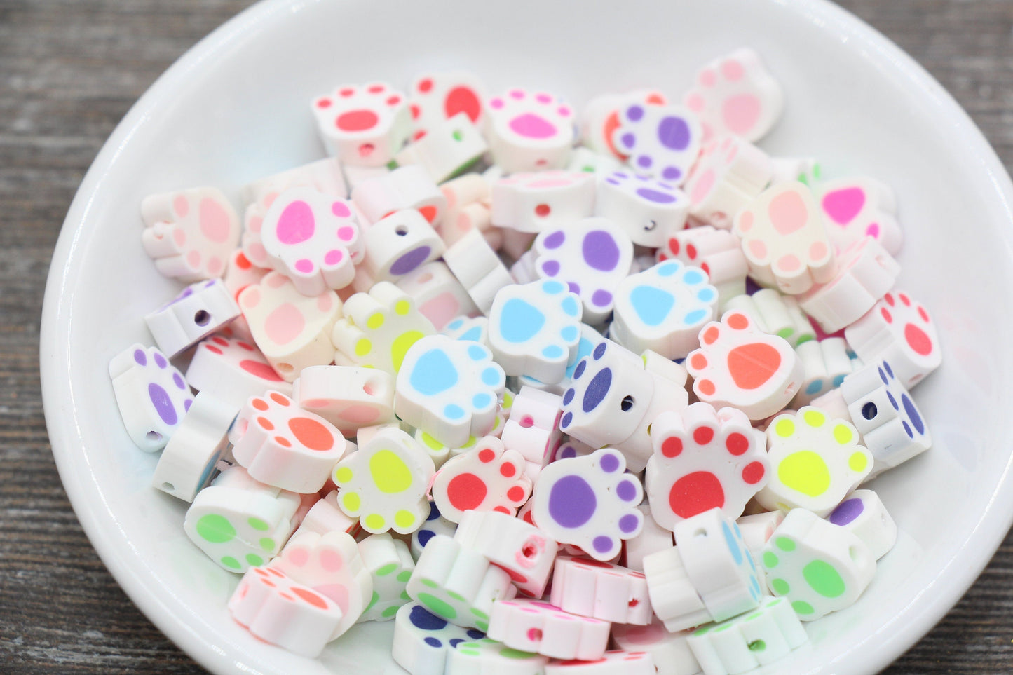 Paw Print Polymer Clay Beads, Dog Paw Beads, Paw Clay Beads, Dog Paw Print Clay Beads, Paw Animal Beads, Jewelry Beads #2