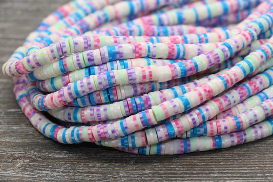 6mm Rainbow Speckled Heishi Beads, Mix Color Polymer Clay Disc Beads, African Disc Beads, Vinyl Heishi, 16 inch Strand #178