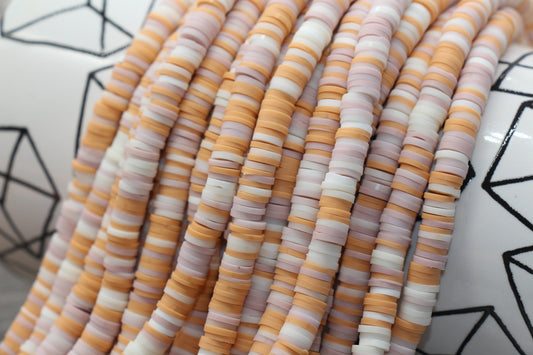 6mm Speckled Heishi Beads, Speckled Polymer Clay Disc Beads, African Disc Beads, Vinyl Heishi, 16 inch Strand #164