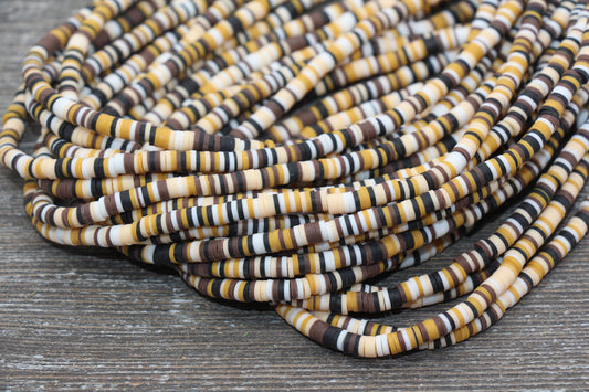 4mm Multicolored Heishi Beads, Polymer Clay Disc Beads, Rainbow African Disc Beads, Vinyl Heishi, 16 inch Strand #133