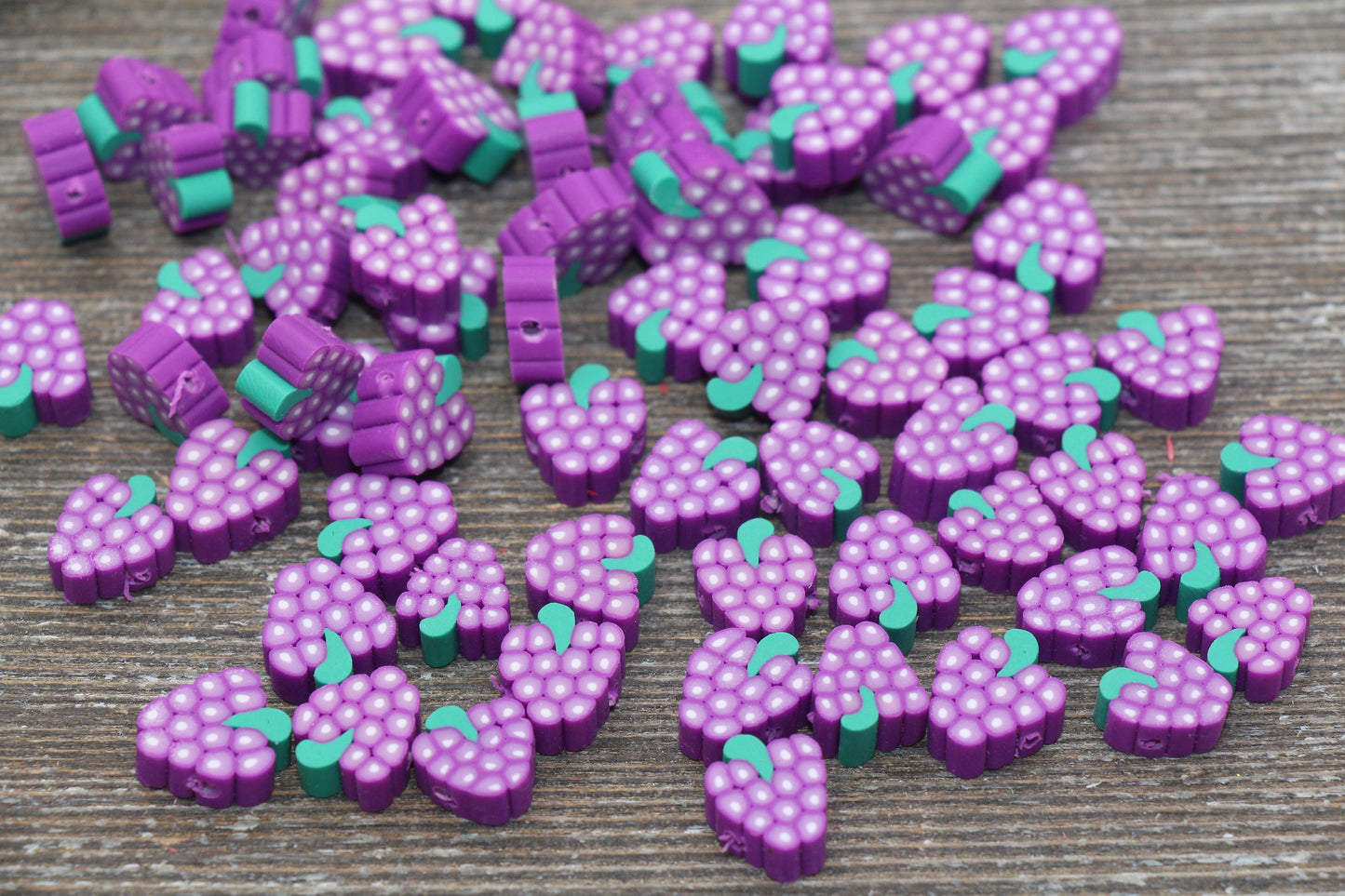 Grape Polymer Clay Beads, Fruit Cane Beads, Purple Grapes Clay Beads, Grape Fruit Clay Beads, Jewelry Beads, Beads for Bracelet #13