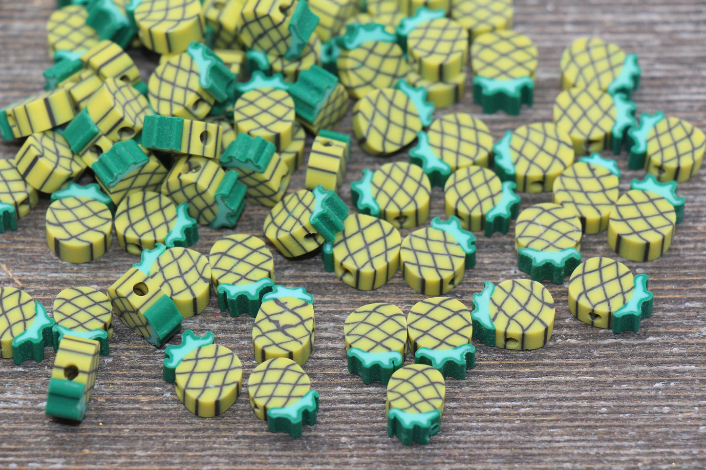 Pineapple Polymer Clay Beads, Fruit Cane Beads, Pineapple Fruit Clay Beads, Jewelry Beads, Bracelet Beads, Loose Polymer Clay Beads #14