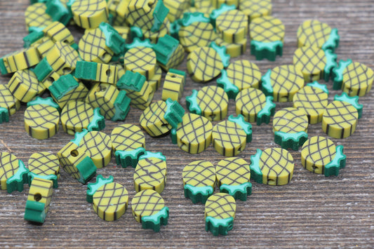 Pineapple Polymer Clay Beads, Fruit Cane Beads, Pineapple Fruit Clay Beads, Jewelry Beads, Bracelet Beads, Loose Polymer Clay Beads #14