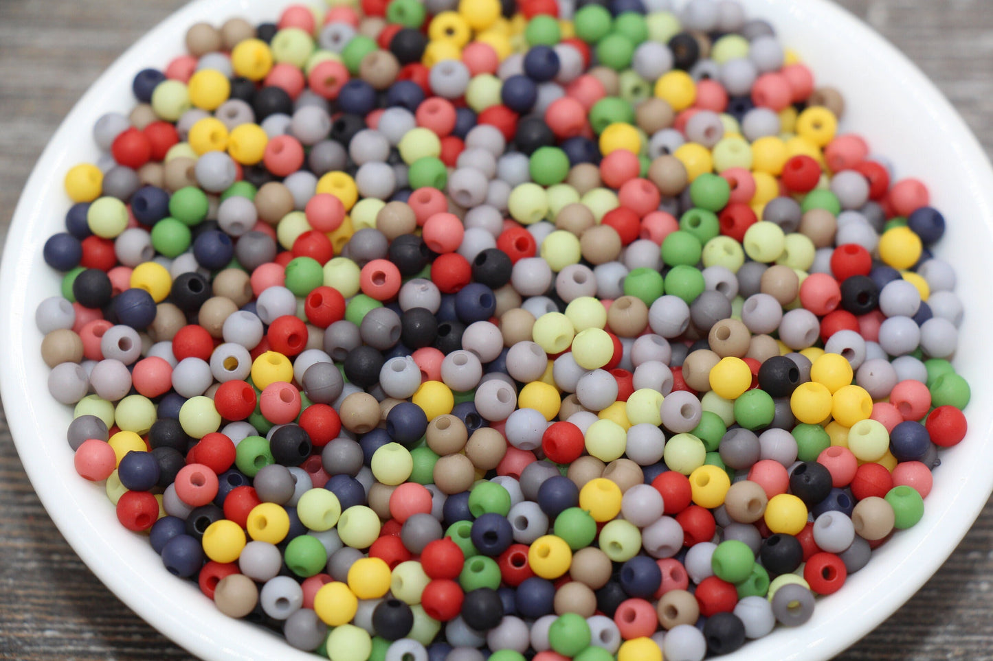 4mm Matte Multicolor Round Beads, Acrylic Gumball Beads, Frosted Multicolor Round Spacer Beads, Bubblegum Beads, Plastic Round Bead #709