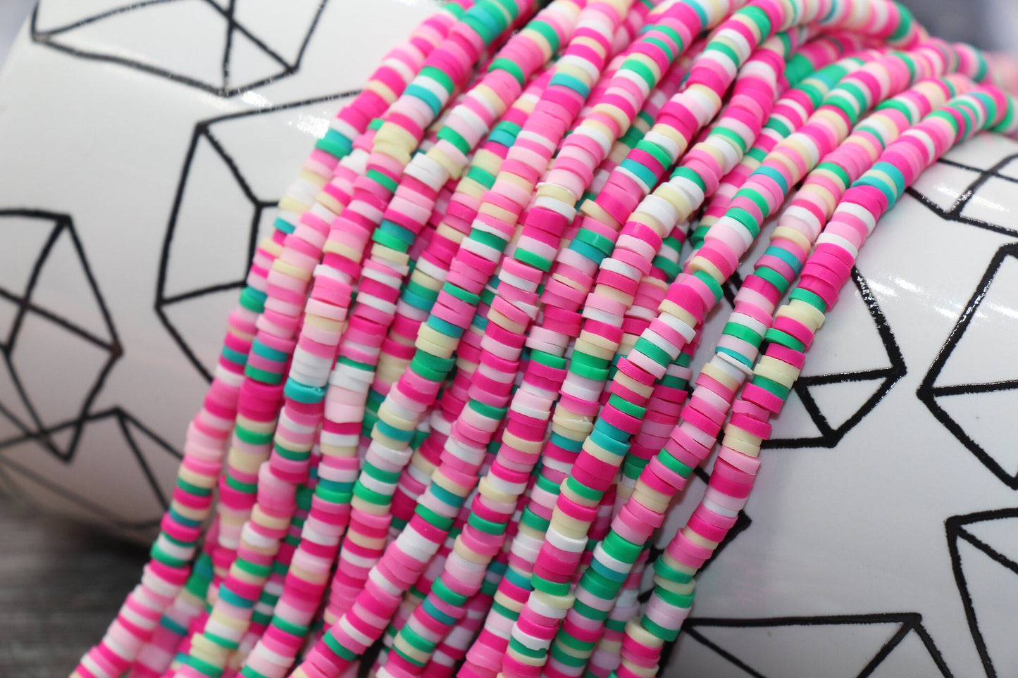 4mm Multicolored Heishi Beads, Multicolored Polymer Clay Disc Beads, Rainbow African Disc Beads, Vinyl Heishi, 16 inch Strand #215