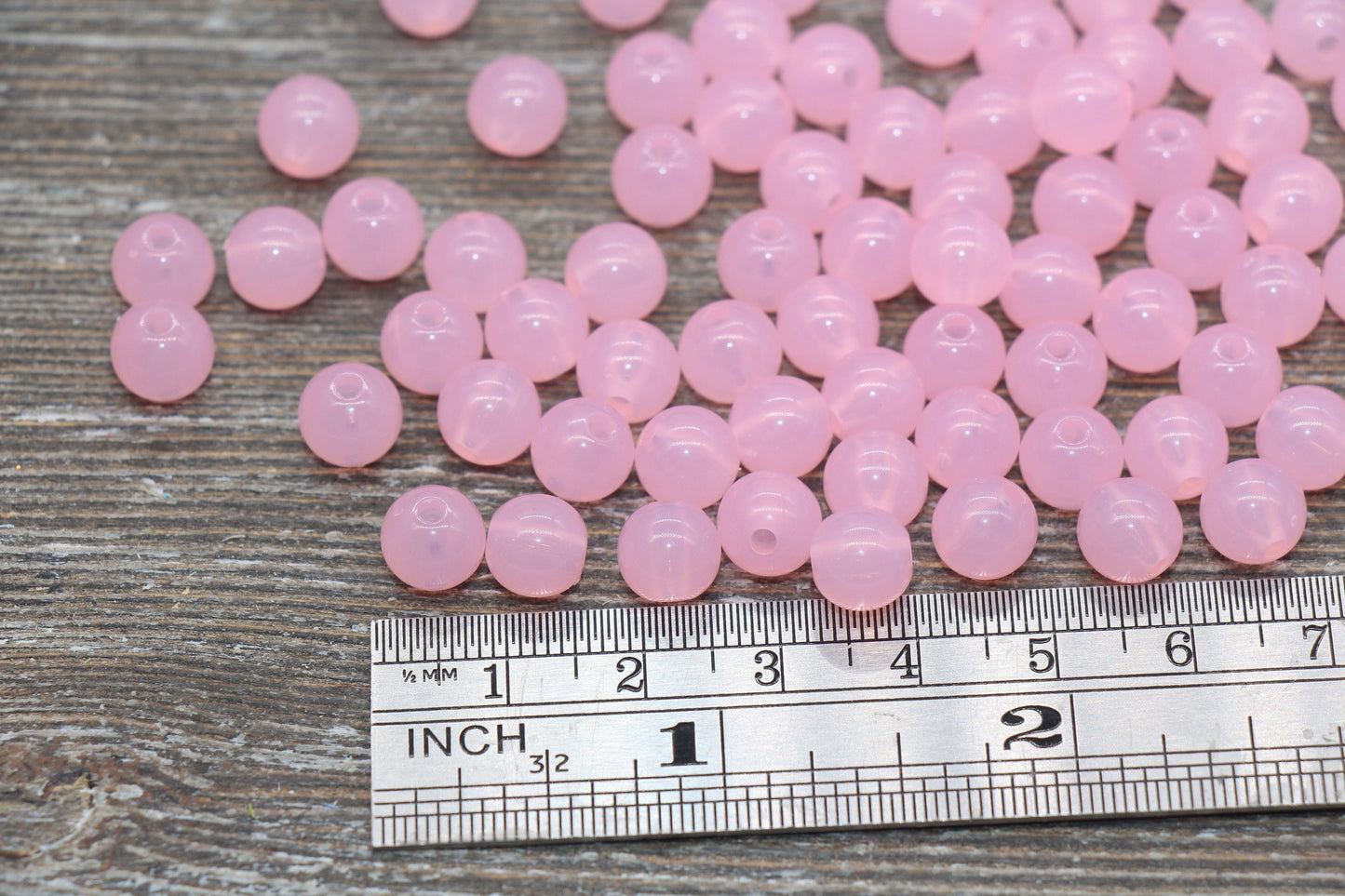 8mm Translucent Pink Gumball Beads, Round Acrylic Loose Beads, Bubblegum Beads, Chunky Beads, Smooth Plastic Round Beads #790