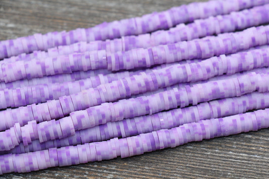 6mm Purple Speckled Heishi Beads, Mix Colors Polymer Clay Disc Beads, African Disc Beads, Vinyl Heishi, 16 inch Strand #52