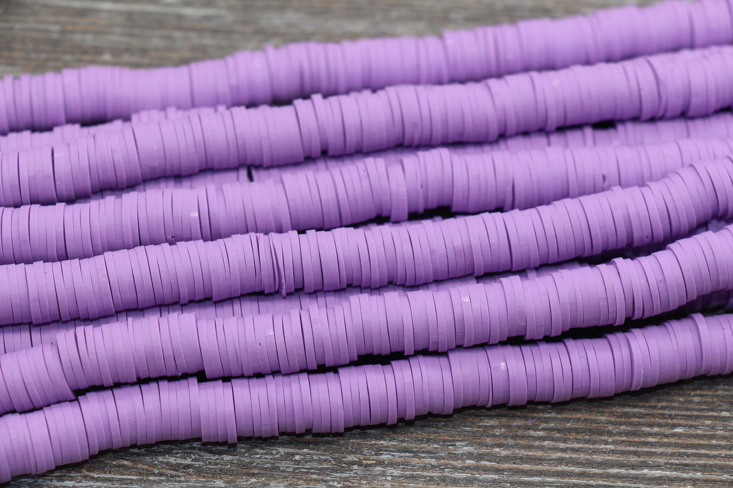 Lavender Heishi Beads, Lavender Polymer Clay Disc Beads, African Disc Beads, Vinyl Heishi, 16 inch Strand #73