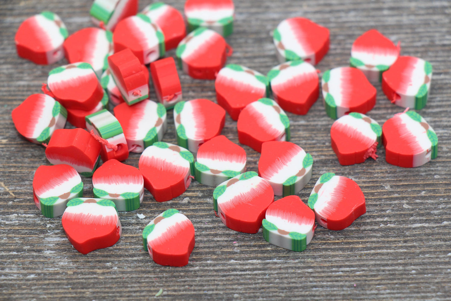 Peach Polymer Clay Beads, Fruit Cane Beads, Peach Clay Beads, Whole Peach Beads, Fruit Clay Beads, Jewelry Beads #30