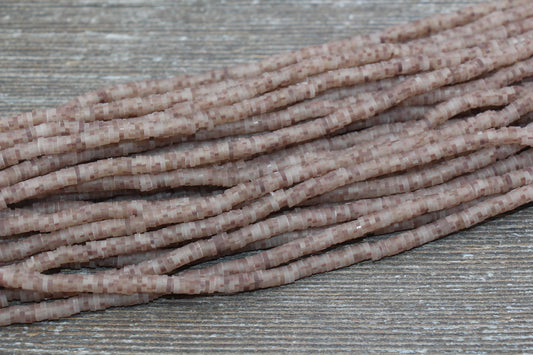 4mm Brown Speckled Heishi Beads, Mix Color Multicolored Polymer Clay Disc Beads, African Disc Beads, Vinyl Heishi, 16 inch Strand #355