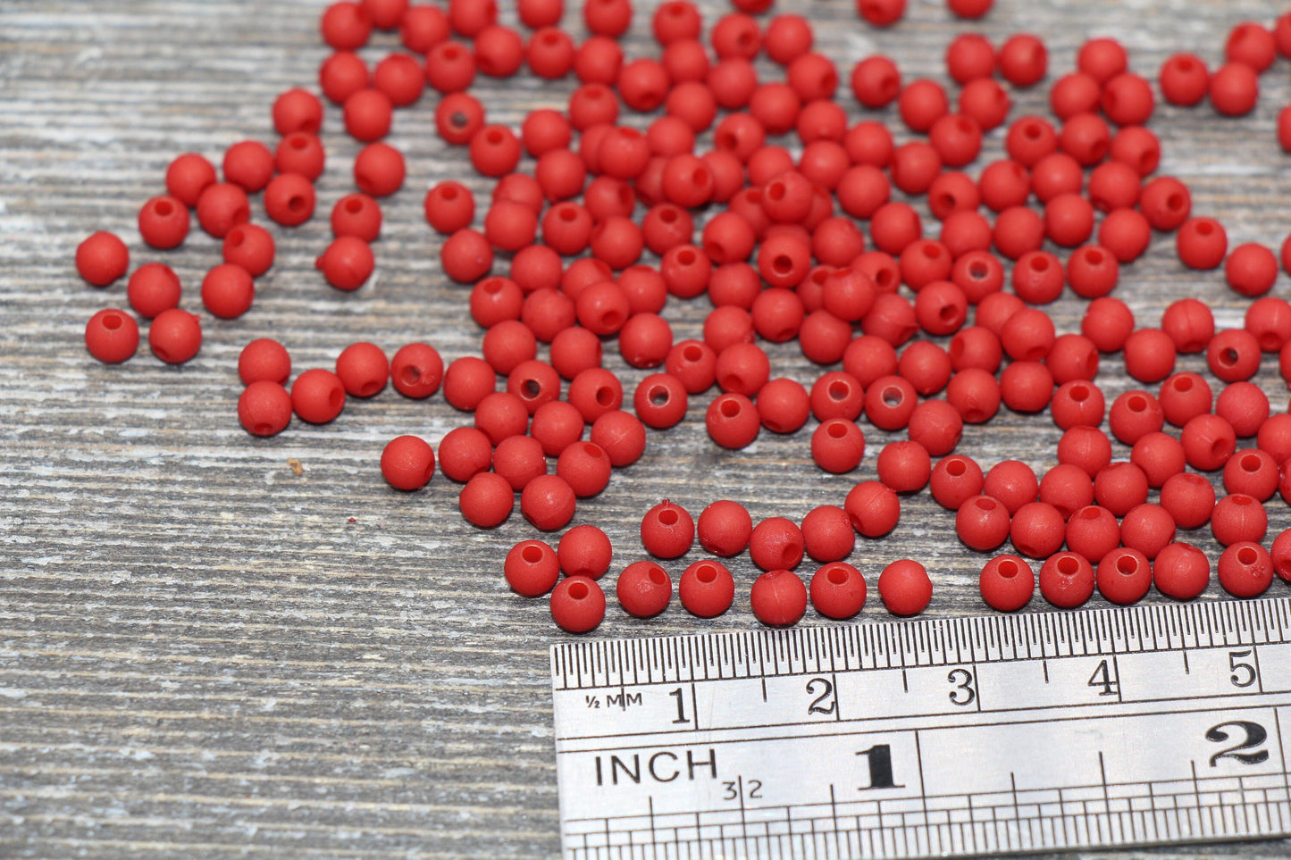 4mm Matte Red Round Beads, Acrylic Gumball Beads, Frosted Red Round Spacer Beads, Bubblegum Beads, Plastic Round Bead #1700