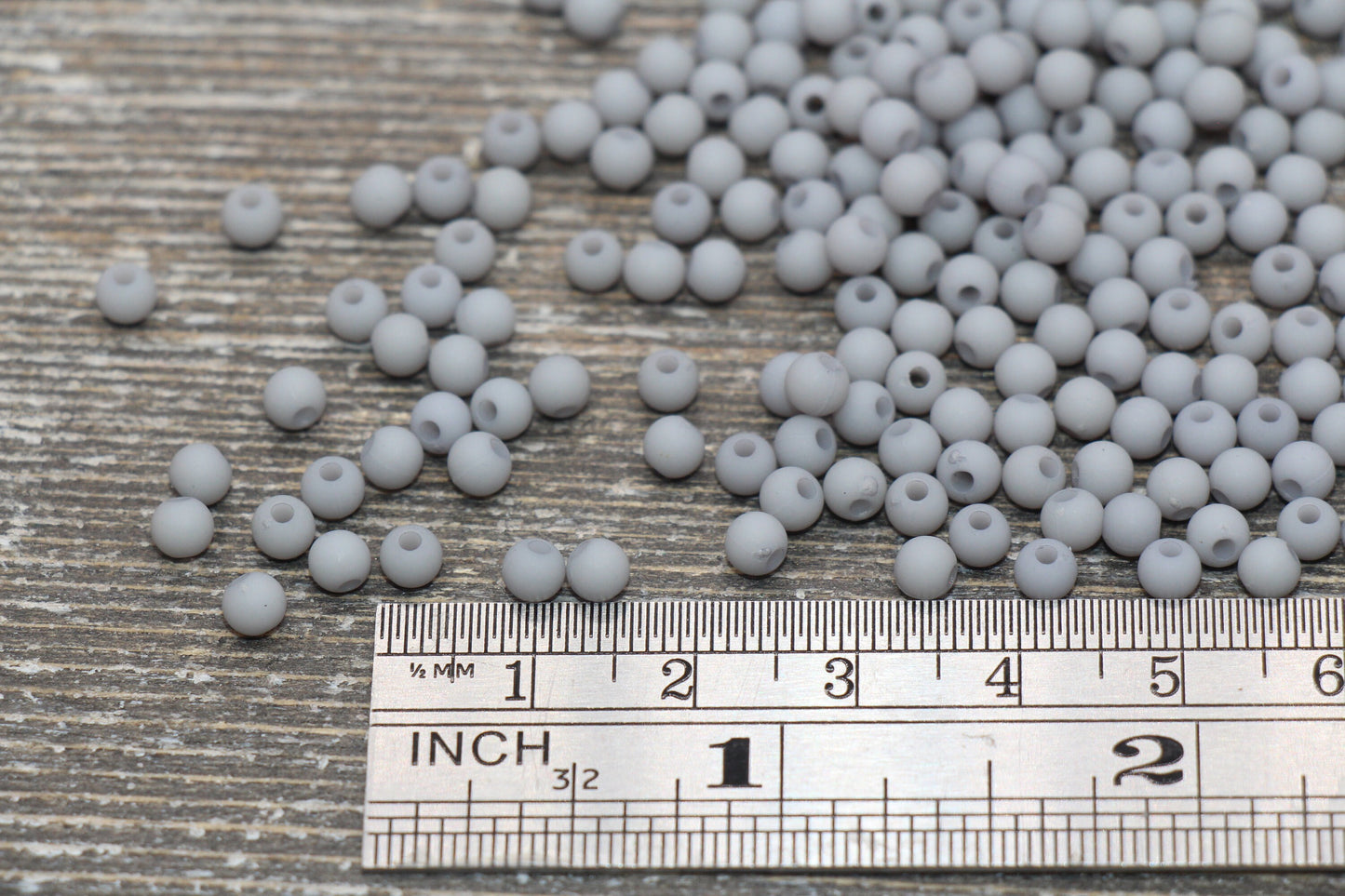 4mm Matte Elephant Gray Round Beads, Acrylic Gumball Beads, Frosted Gray Round Spacer Beads, Bubblegum Beads, Plastic Round Bead #1702