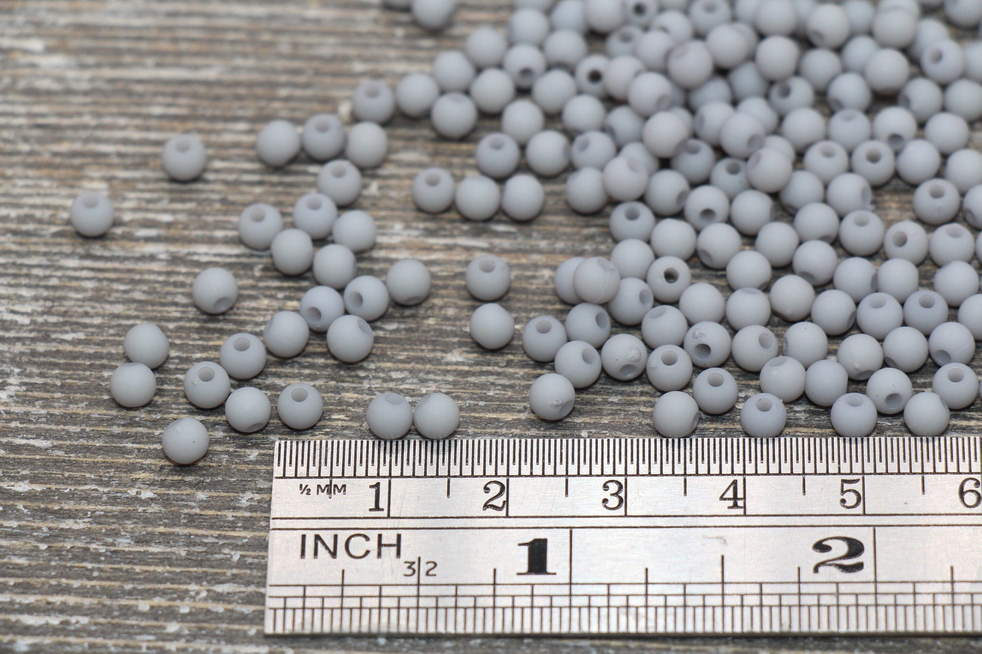 4mm Matte Elephant Gray Round Beads, Acrylic Gumball Beads, Frosted Gray Round Spacer Beads, Bubblegum Beads, Plastic Round Bead #1702