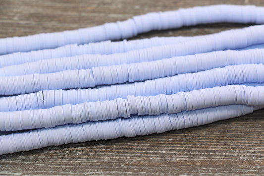 8mm Blue Lilac Heishi Beads, Lilac Polymer Clay Disc Beads, African Disc Beads, Vinyl Heishi, 16 inch Strand #330