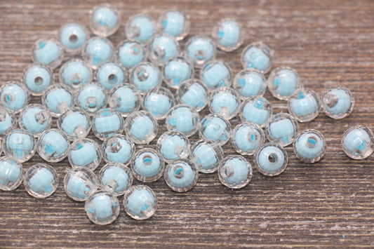 8mm Blue Faceted Round Beads, Blue Acrylic Round Gumball Beads, Bubblegum Beads, Plastic Faceted Round Bead #1719