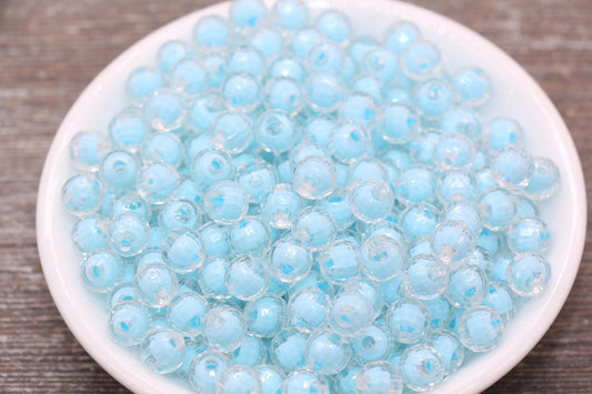 8mm Blue Faceted Round Beads, Blue Acrylic Round Gumball Beads, Bubblegum Beads, Plastic Faceted Round Bead #1719
