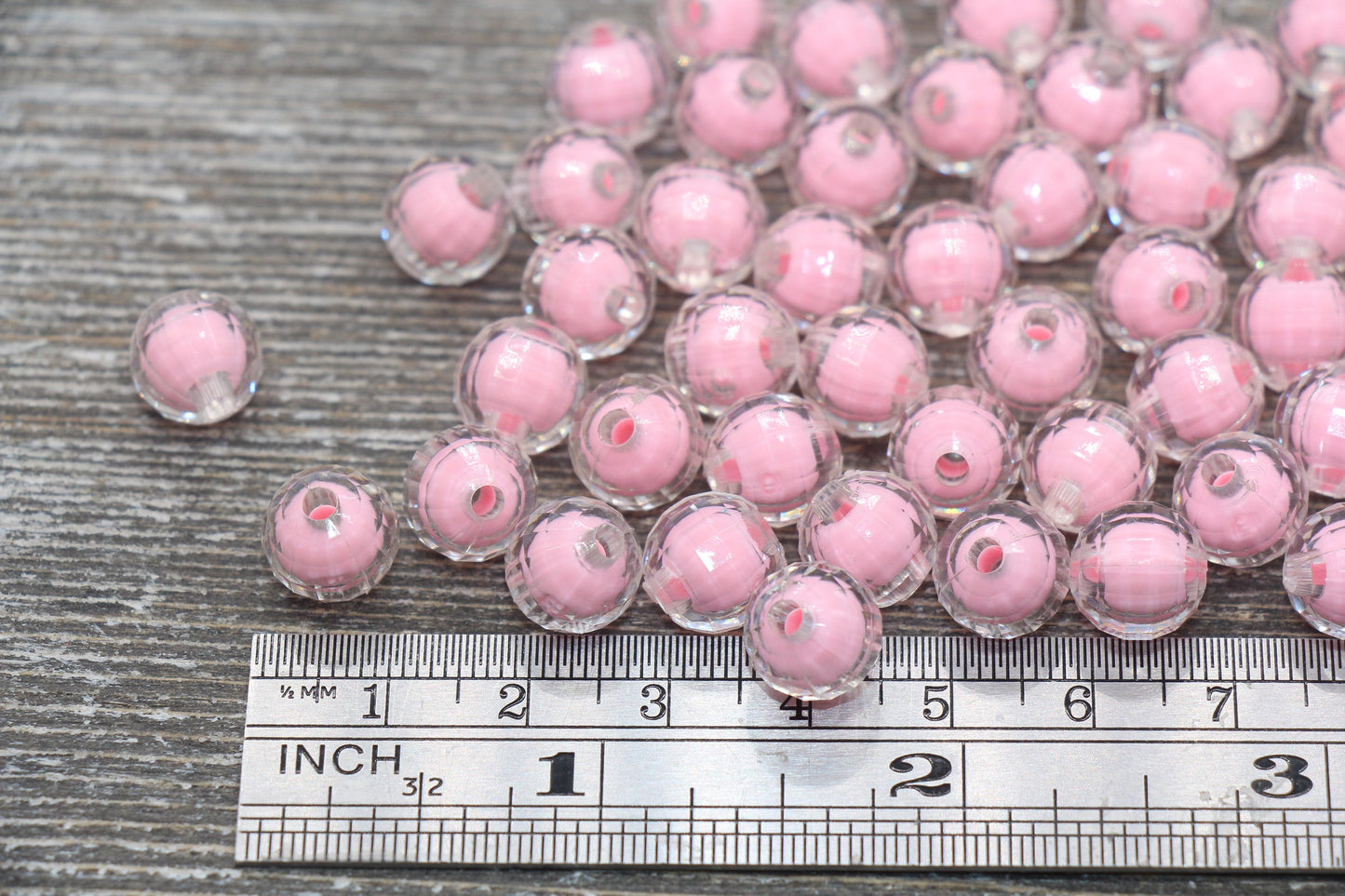 10mm Pink Faceted Round Beads, Pink Acrylic Round Gumball Beads, Bubblegum Beads, Plastic Faceted Round Bead #1727