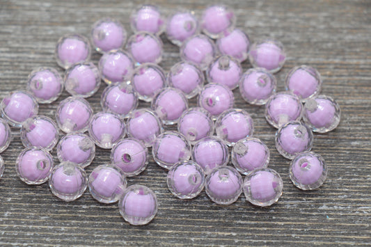 10mm Lavender Faceted Round Beads, Lavender Acrylic Round Gumball Beads, Bubblegum Beads, Plastic Faceted Round Bead #1730