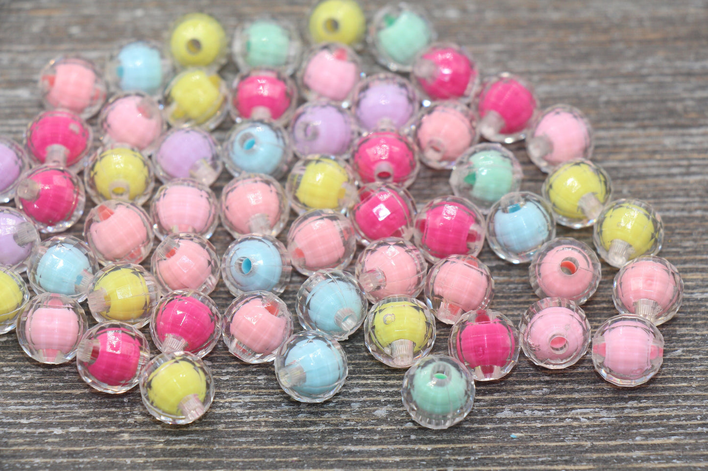 10mm Multicolor Faceted Round Beads, Mix colors Acrylic Round Gumball Beads, Bubblegum Beads, Plastic Faceted Round Bead #1731