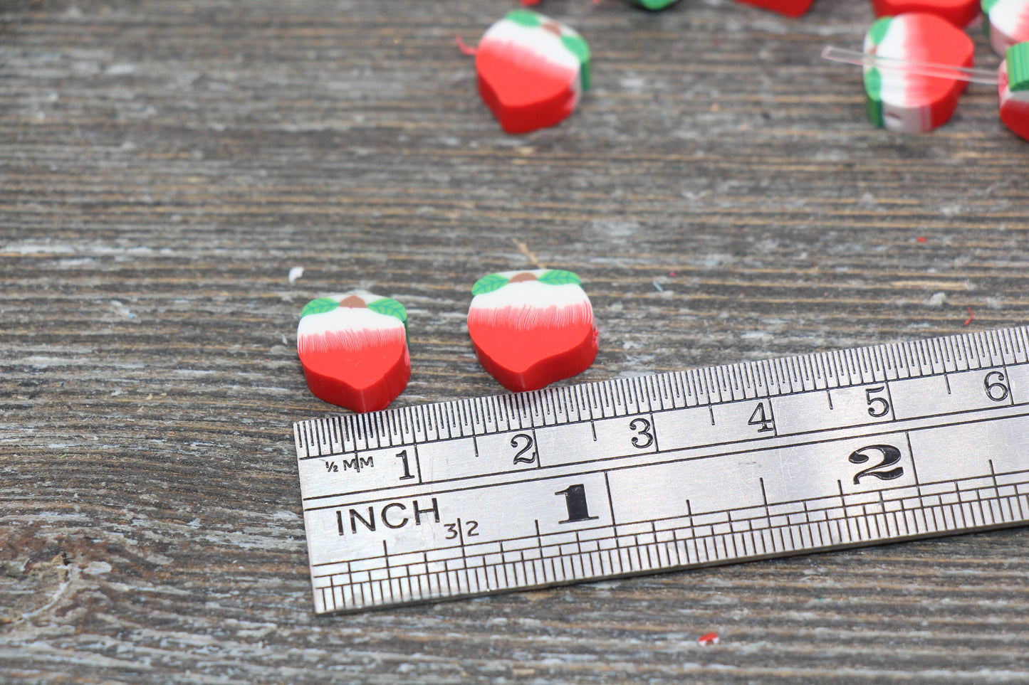 Peach Polymer Clay Beads, Fruit Cane Beads, Peach Clay Beads, Whole Peach Beads, Fruit Clay Beads, Jewelry Beads #30