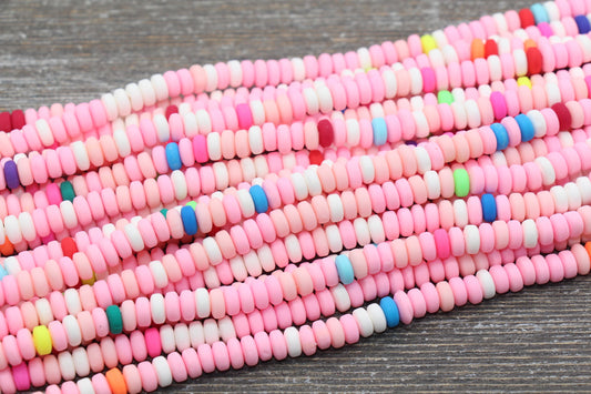 6mm Chunky Multicolor Polymer Clay Beads, Mix Colors Heishi Spacer Beads, Polymer Clay Rondell Beads, Vinyl Heishi Spacer Beads #363