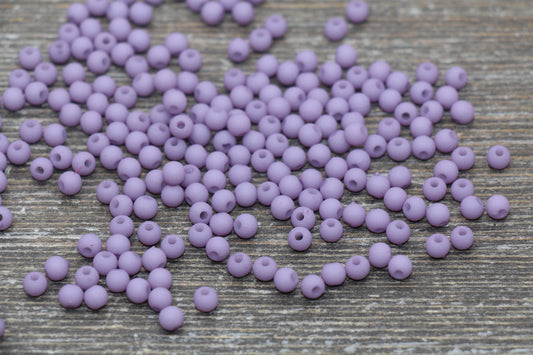 4mm Matte Lavender Round Beads, Acrylic Gumball Beads, Frosted Lavender Round Spacer Beads, Bubblegum Beads, Plastic Round Bead #1699