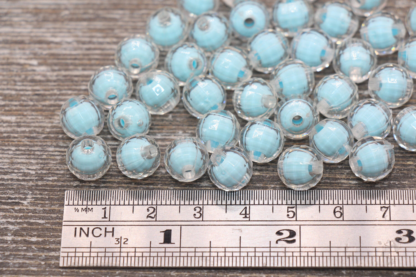 10mm Blue Faceted Round Beads, Blue Acrylic Round Gumball Beads, Bubblegum Beads, Plastic Faceted Round Bead #1725