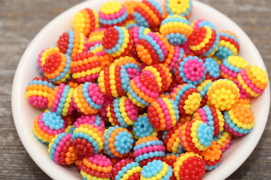 12mm Multicolor Berry Beads, Acrylic Beads, Round Acrylic Loose Beads, Bubblegum Beads, Chunky Beads, Beads for Bracelet #805