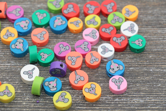 Elephant Polymer Clay Beads, Multicolor Elephant Clay Beads, Animal Beads, Jewelry Beads #43