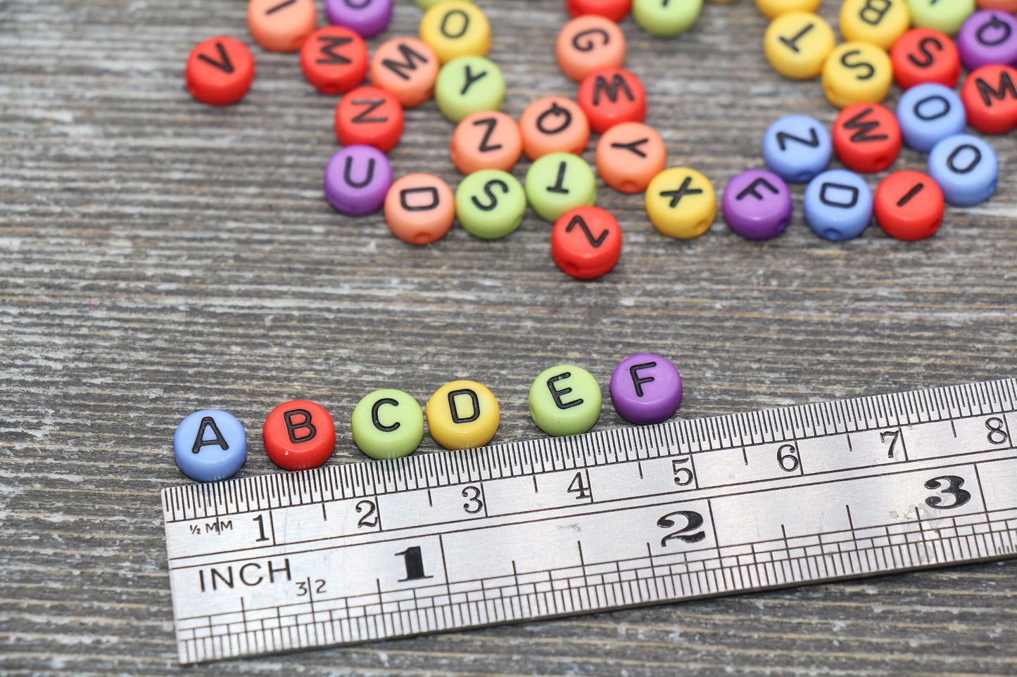 Multicolored Alphabet Letter Beads, Acrylic Mix Colors Letter Beads, Colorful Round Letter Beads, Name Initial Beads 7mm #384
