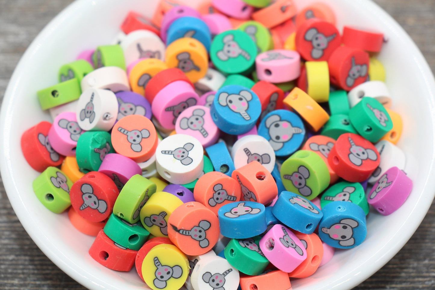 Elephant Polymer Clay Beads, Multicolor Elephant Clay Beads, Animal Beads, Jewelry Beads #43