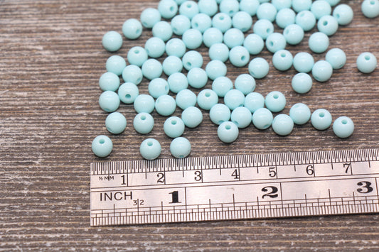6mm Light Blue Gumball Beads, Round Acrylic Loose Beads, Bubblegum Beads, Chunky Beads, Bubble Gum Beads, Smooth Plastic Round Beads #810