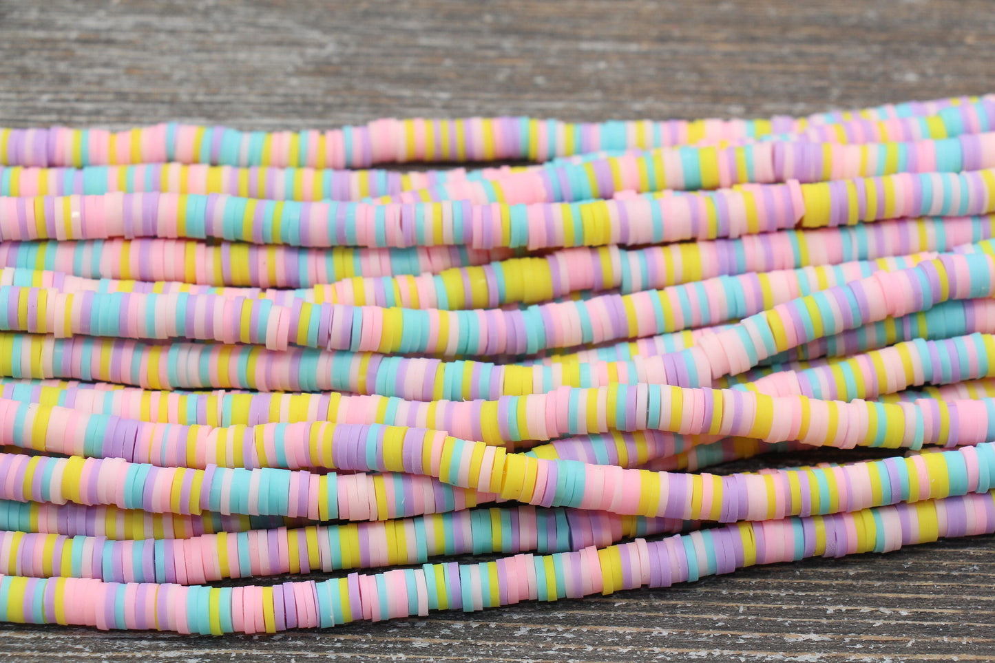 6mm Multicolored Heishi Beads, Mixed Color Polymer Clay Disc Beads, African Disc Beads, Wholesale Vinyl Heishi, 16 inch Strand #368