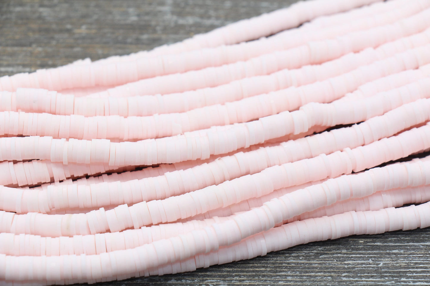 6mm Light Pink Heishi Beads, Polymer Clay Disc Beads, African Disc Beads, Vinyl Heishi, 16 inch Strand #345