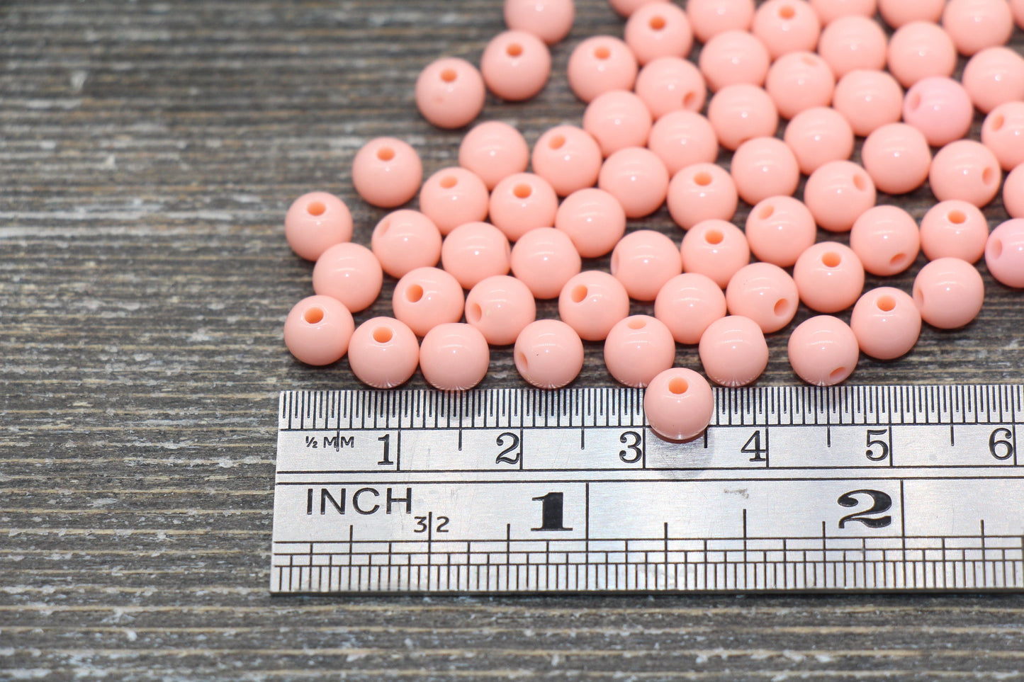 6mm Peach Gumball Beads, Round Acrylic Peach Loose Beads, Bubblegum Beads, Chunky Beads, Smooth Plastic Round Beads #888