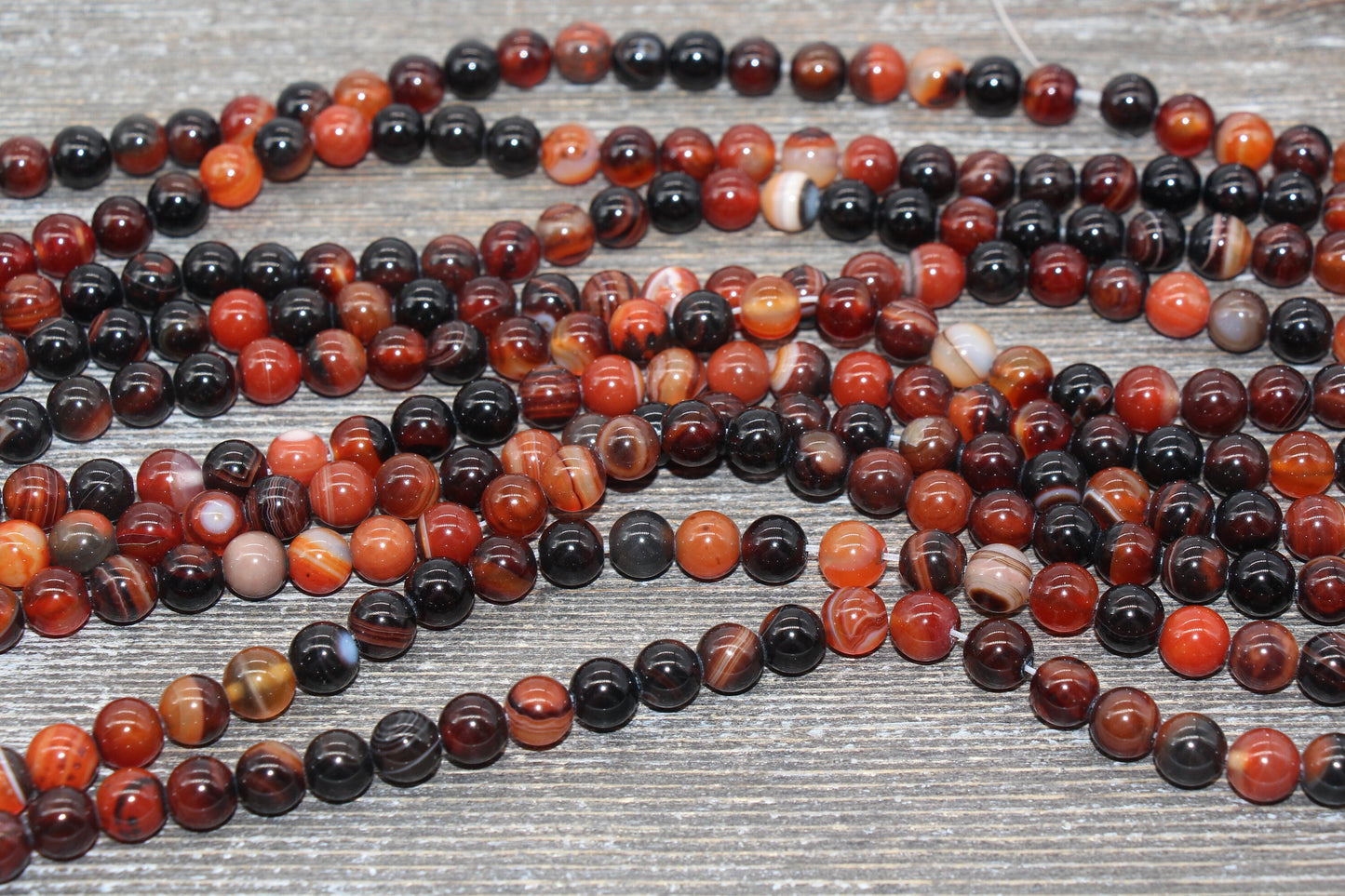 Black Brown Dream Agate Beads, Natural Gemstone Smooth Round Beads, Sizes 4mm 6mm 8mm 10mm 12mm, Full Strand 15.5" #24