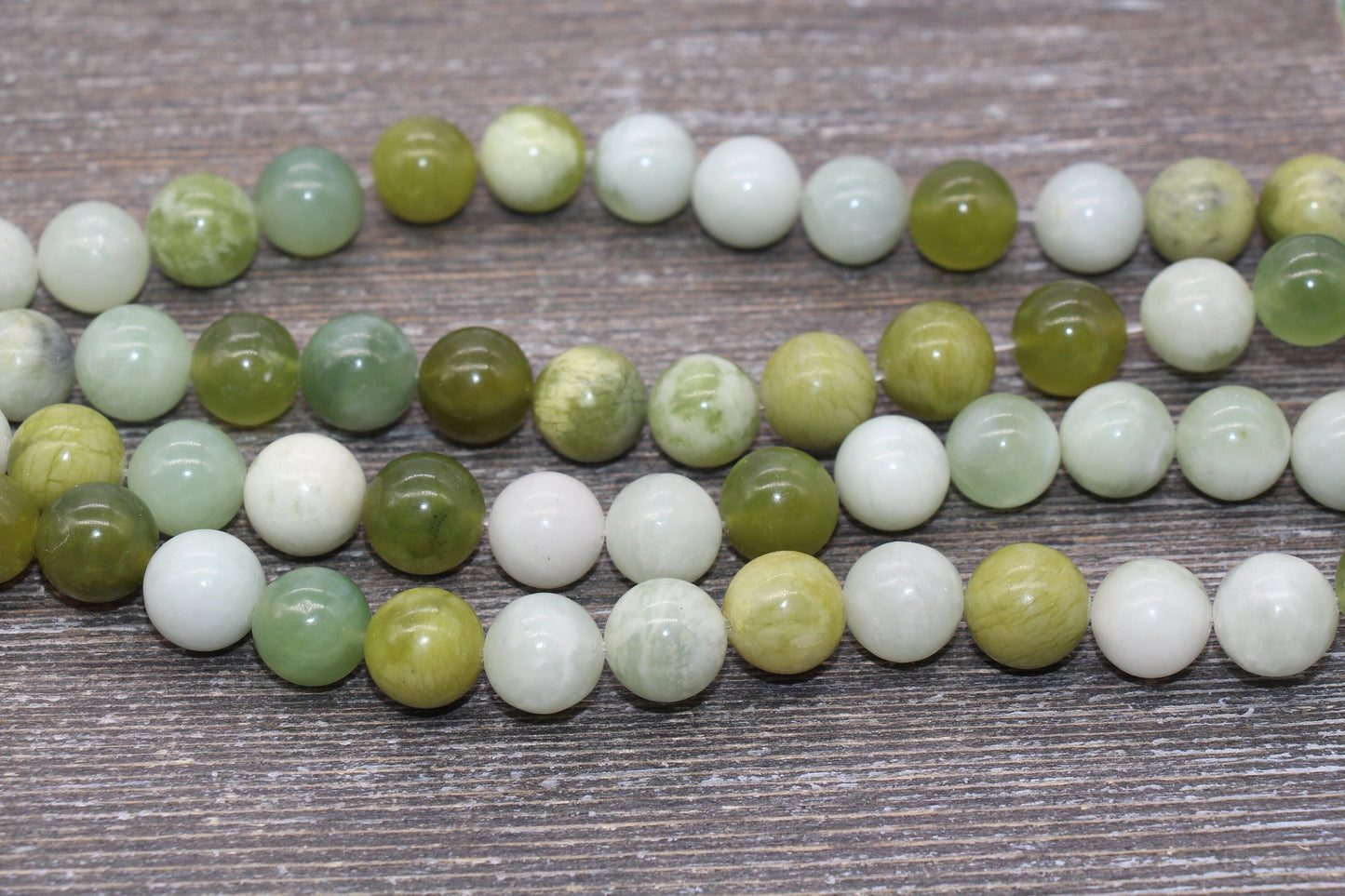 Russian Jade Beads, Natural Gemstone Round Beads, Sizes 4mm 6mm 8mm 10mm 12mm, Full Strand 15.5 inch, #89