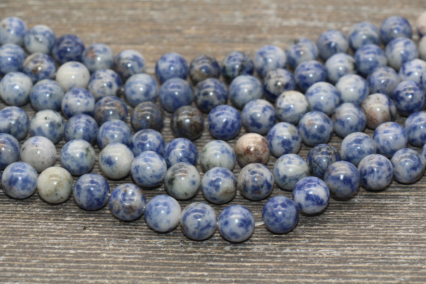 Blue Sodalite Beads, Natural Gemstone, Blue and White Beads, Smooth Round Loose Beads, Sizes 4mm 6mm 8mm 10mm 12mm, 15.5 inch, #26