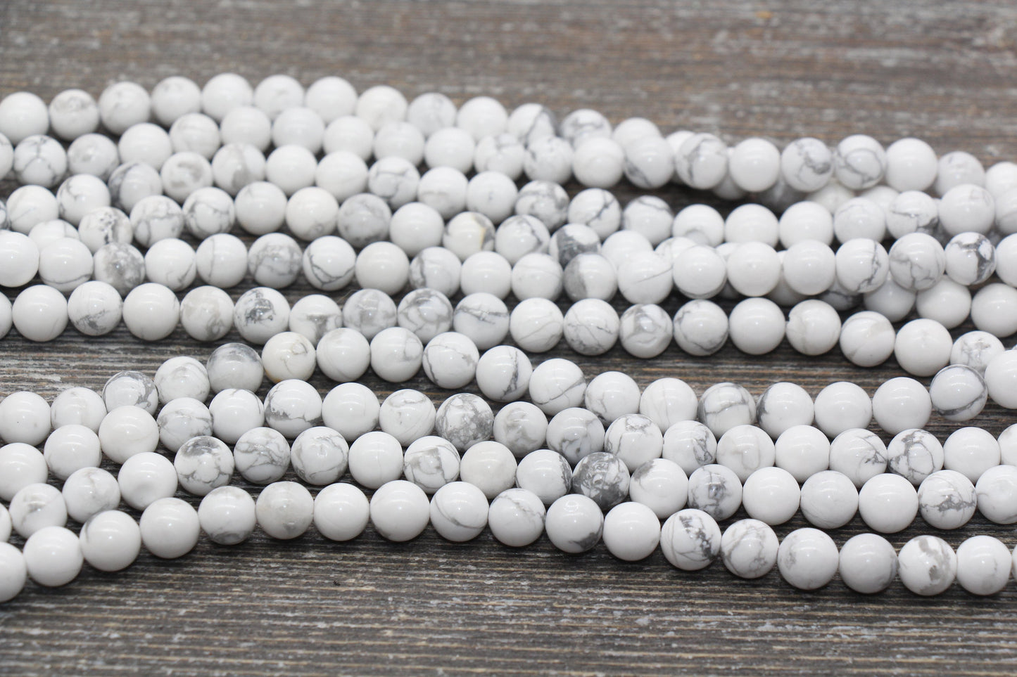 White Howlite Beads, Howlite Smooth Gemstones Round Beads, Sizes 6mm 8mm 10mm, Full Strand 15.5" #29