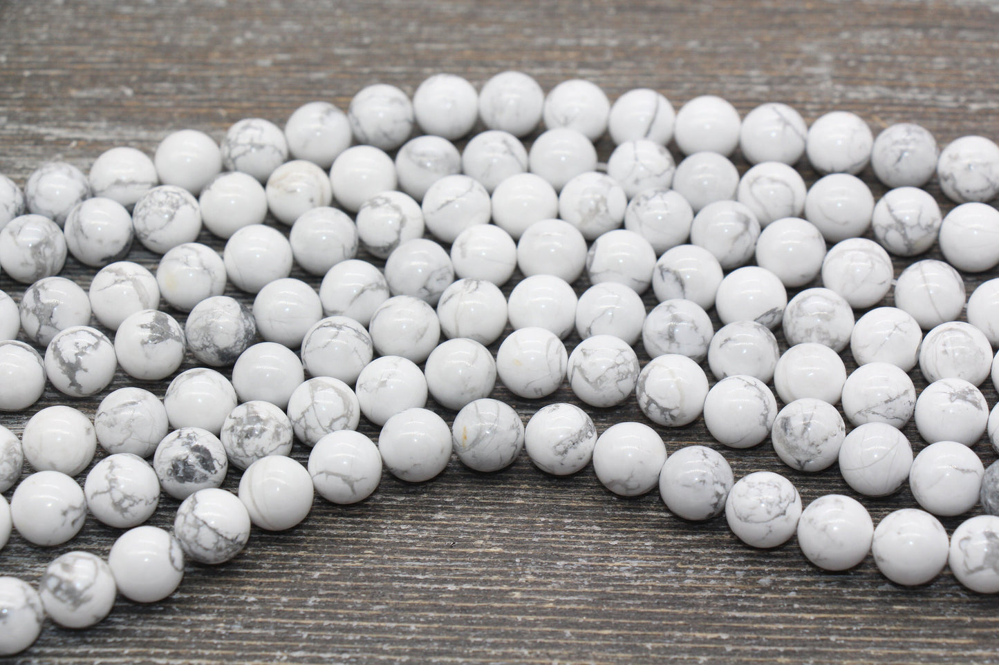 White Howlite Beads, Howlite Smooth Gemstones Round Beads, Sizes 6mm 8mm 10mm, Full Strand 15.5" #29
