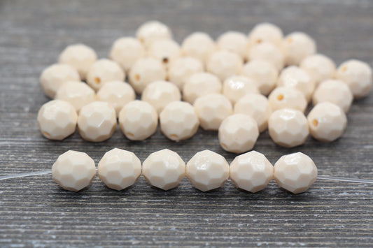10mm Light Creamy Yellow Faceted Gumball Beads, Round Acrylic Loose Beads, Chunky Beads, Faceted Plastic Beads, Bubble Gum Beads #565