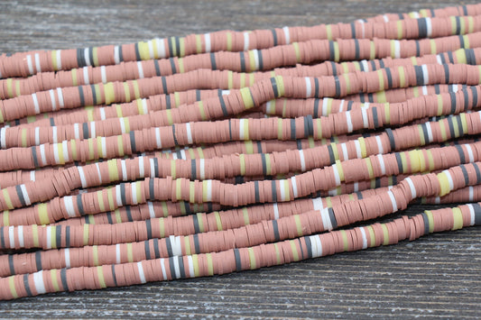6mm Multicolor Heishi Beads, Polymer Clay Disc Beads, African Disc Beads, Wholesale Vinyl Heishi Beads, 16 inch Strand #257