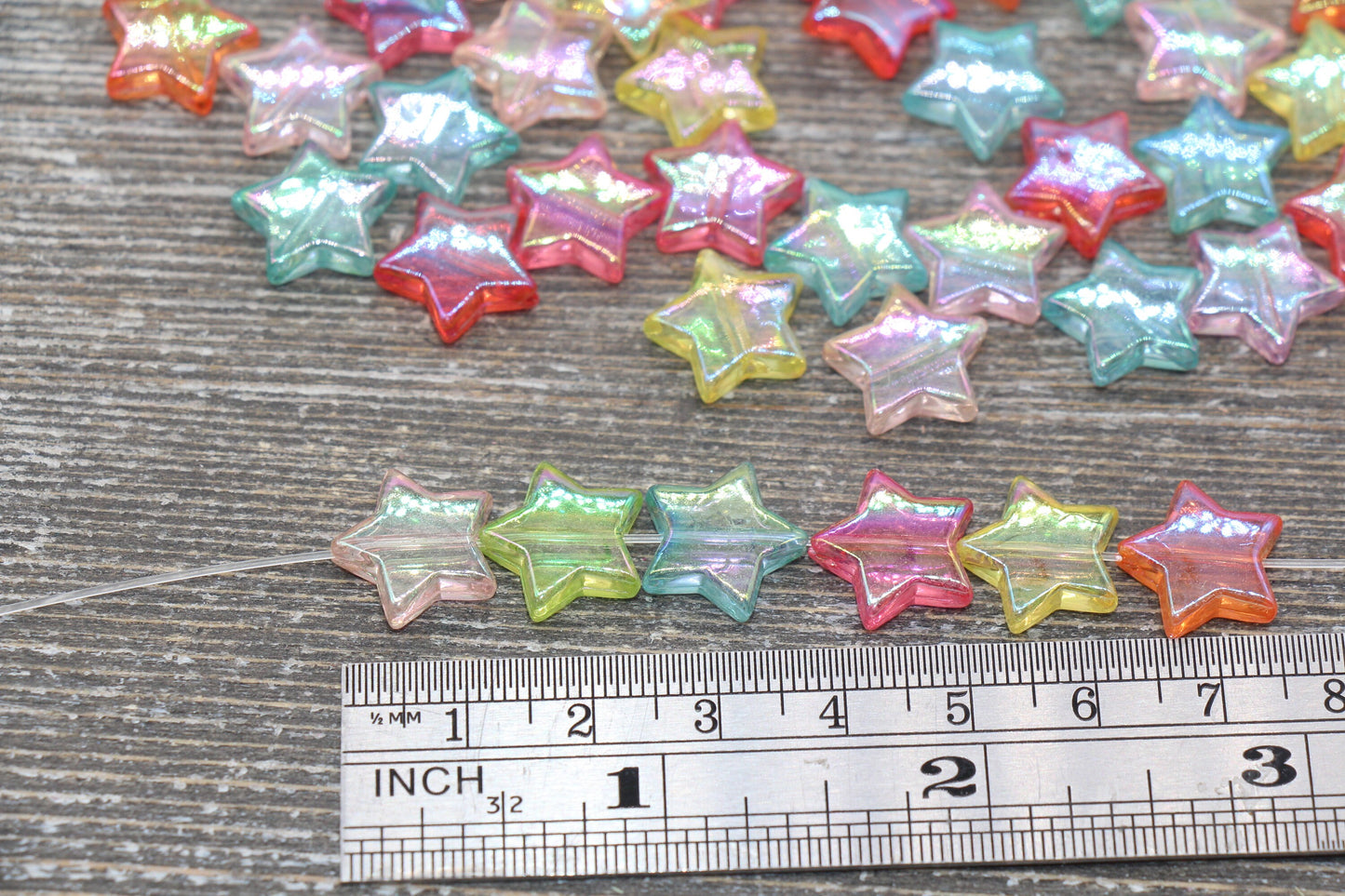 Iridescent Translucent Multicolored Star Beads, Rainbow Acrylic Star Beads, Plastic Colorful Star Beads #1744