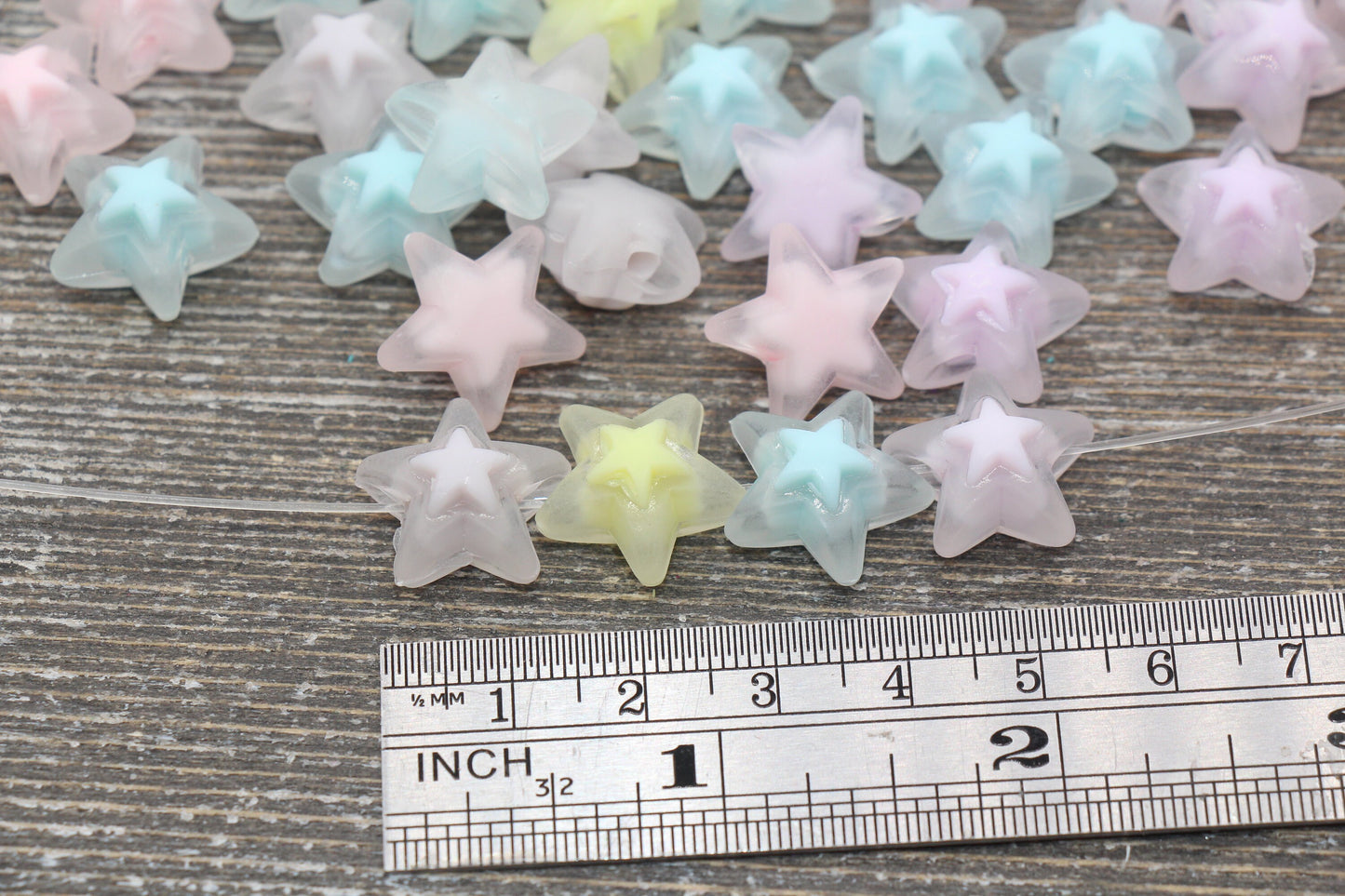 Large Star Beads, Multicolor Star Beads, Rainbow Acrylic Star Beads, Plastic Colorful Star Beads #1745