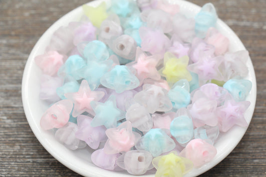 Large Star Beads, Multicolor Star Beads, Rainbow Acrylic Star Beads, Plastic Colorful Star Beads #1745